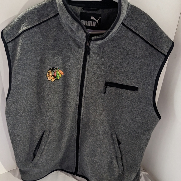 Puma zippered fleece sweater vest men's XL Chicago Blackhawks logo - Picture 1 of 7